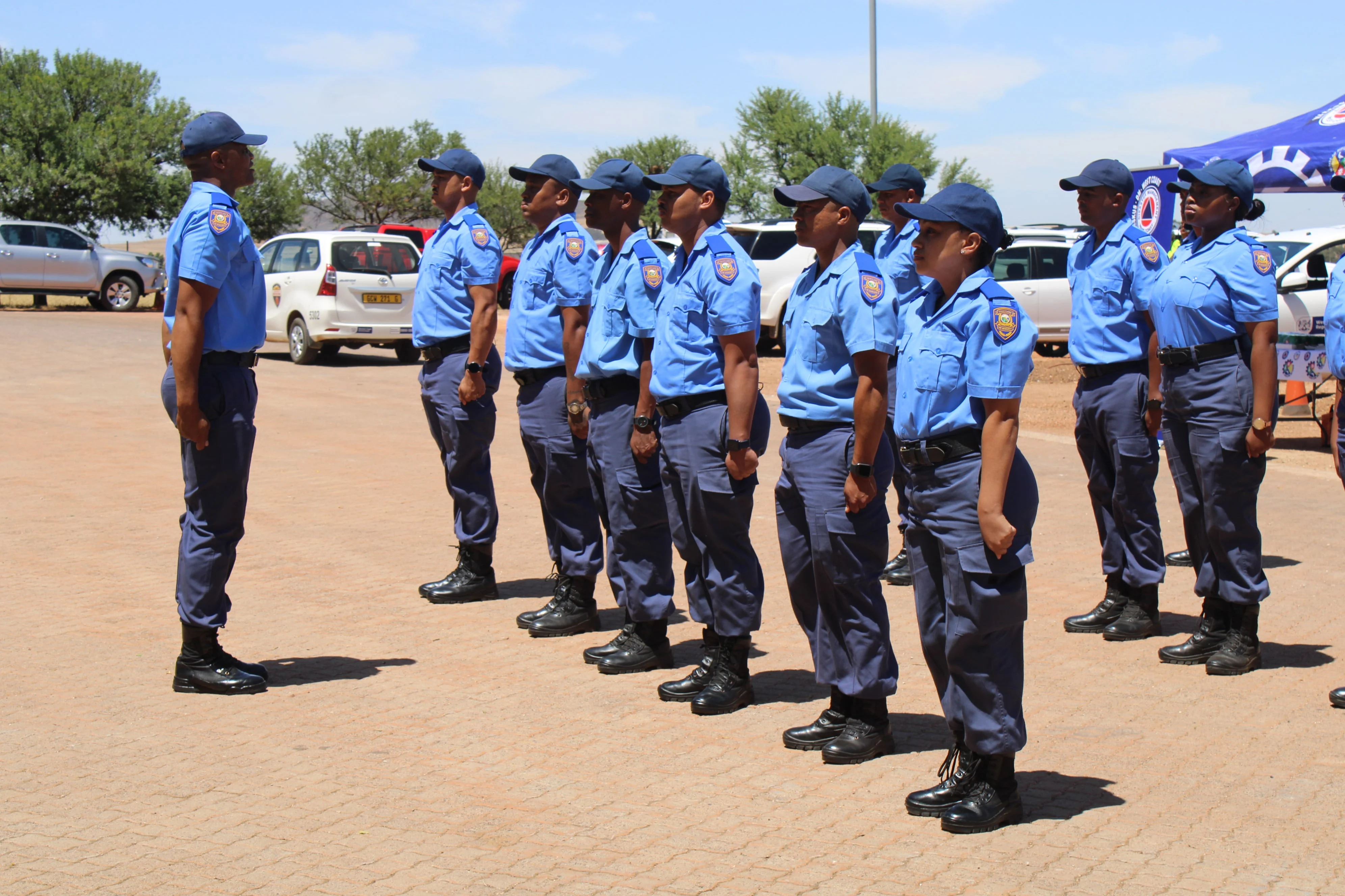 Officers in line